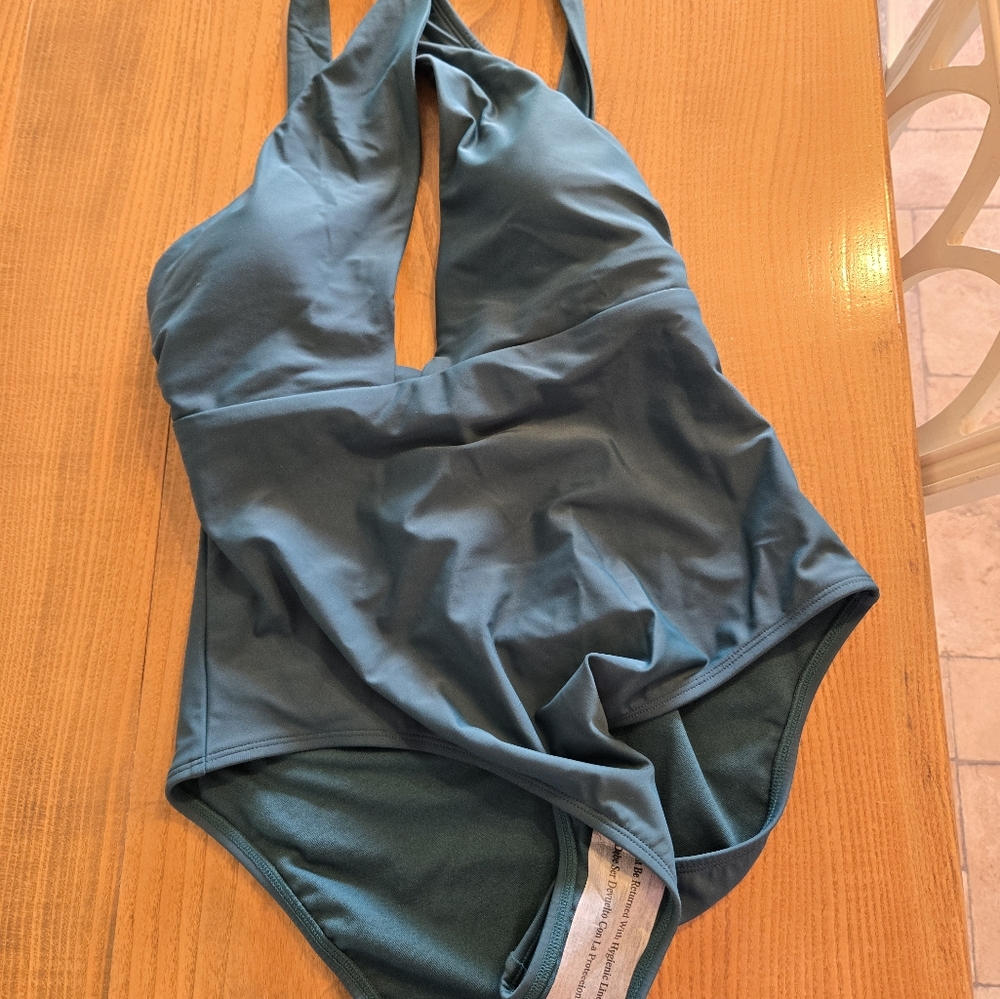 Teal Halter One-Piece Swimsuit - Picture 3 of 4